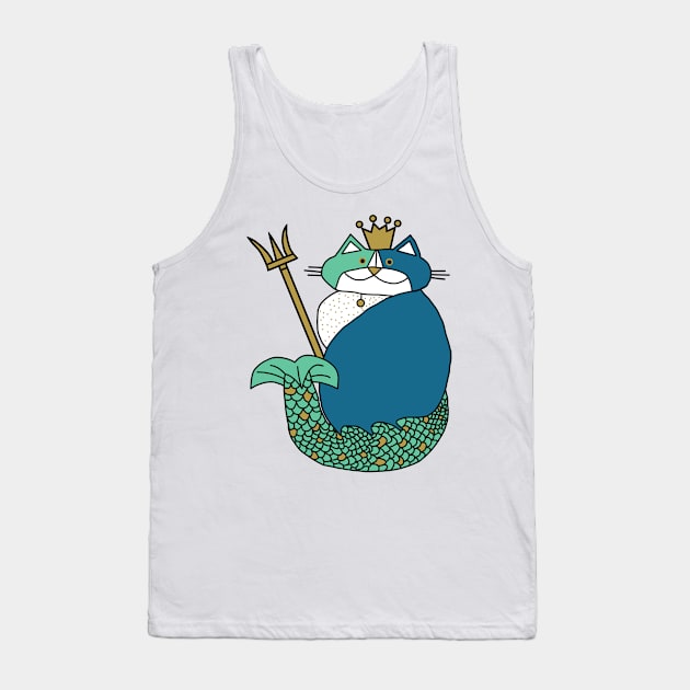 Kevin the Cat Mermaid King Tank Top by ellenhenryart